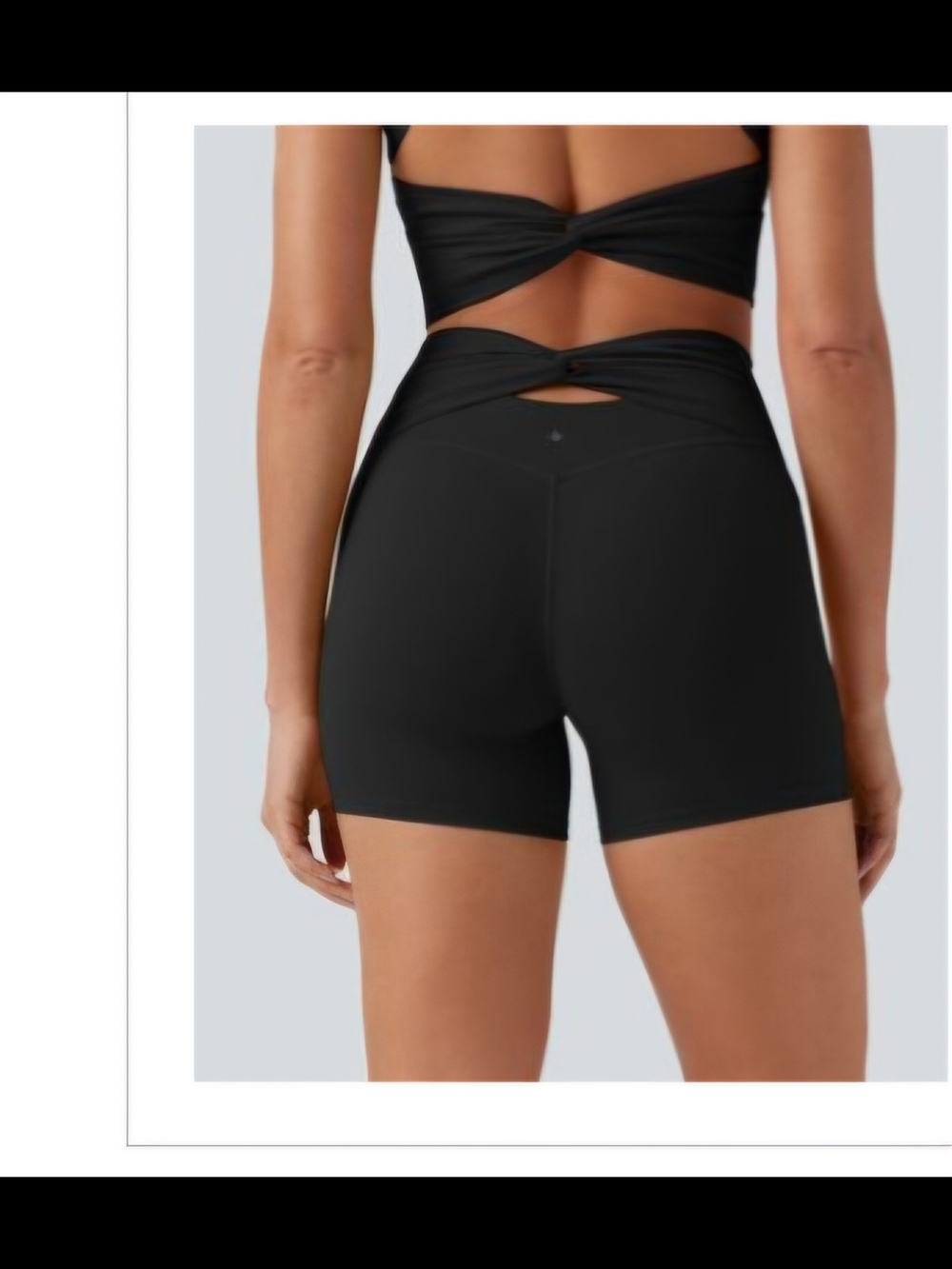 Twisted-Back Yoga Biker Shorts with Pockets